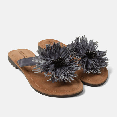 Pantofole Da Donna In Pelle Roza Nere