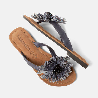 Pantofole Da Donna In Pelle Roza Nere