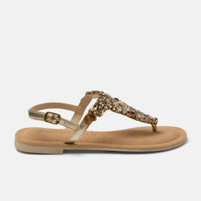 Sil Women's Leather Sandals Gold Sil Women's Leather Sandals Gold