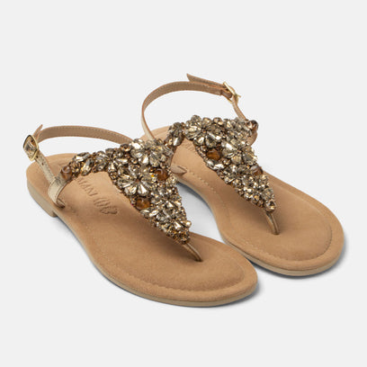 Sil Women's Leather Sandals Gold