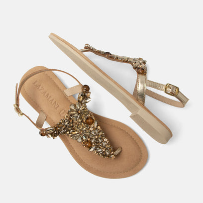 Sil Women's Leather Sandals Gold