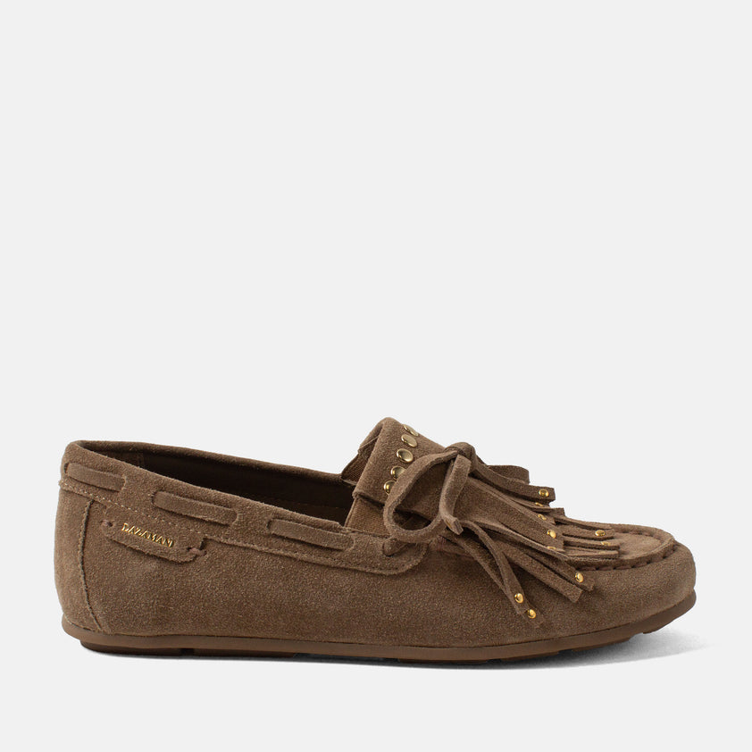 Belle Women's Suede Mocassins Khaki