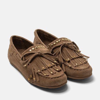 Belle Women's Suede Mocassins Khaki