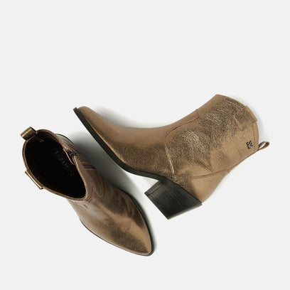 Ambre Women's Leather Ankle Boots Bronze