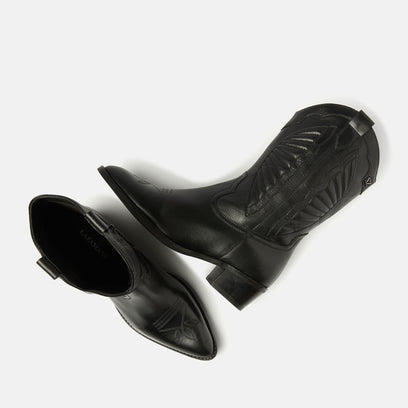 Milou Women's Leather Cowboy Boots Black