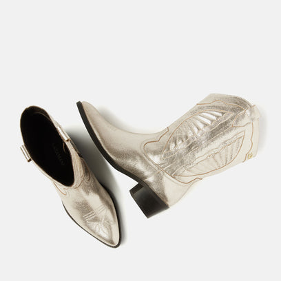 Milou Women's Leather Cowboy Boots Gold