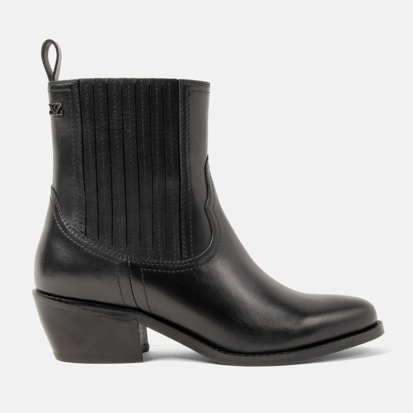 An Women's Leather Ankle Boots Black