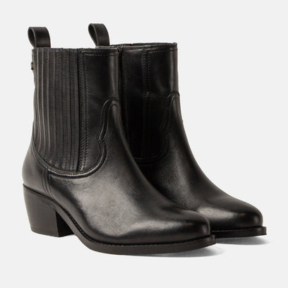 An Women's Leather Ankle Boots Black