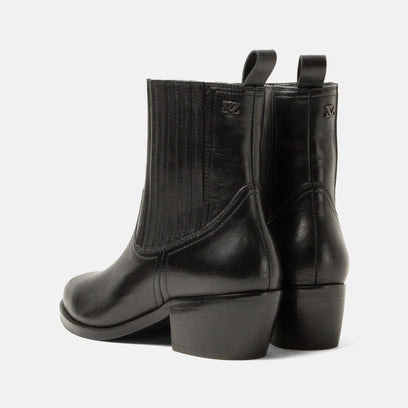 An Women's Leather Ankle Boots Black