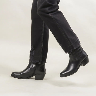 An Women's Leather Ankle Boots Black