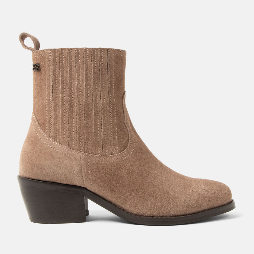 An Women's Suede Ankle Boots Taupe
