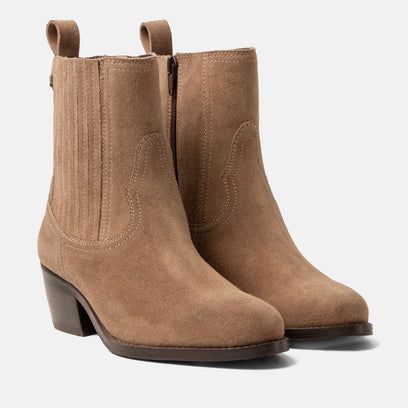 An Women's Suede Ankle Boots Taupe