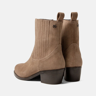 An Women's Suede Ankle Boots Taupe