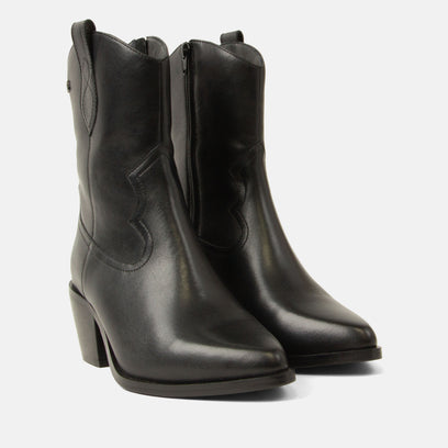 Lu Women's Leather Cowboy Boots Black