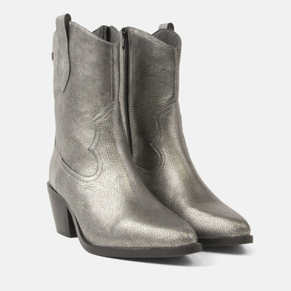Lu Women's Leather Cowboy Boots Silver