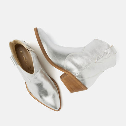 Arianna Women's Leather Ankle Boots Silver