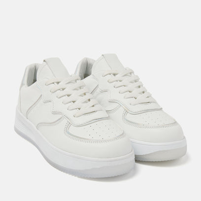 Barcelona Women's Leather Sneakers Silver