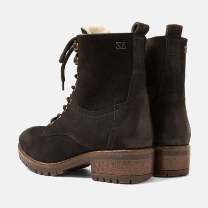 Kia Women's Leather Lace-up Boots Black