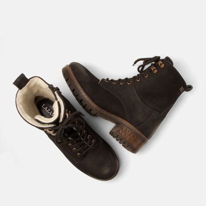 Kia Women's Leather Lace-up Boots Black