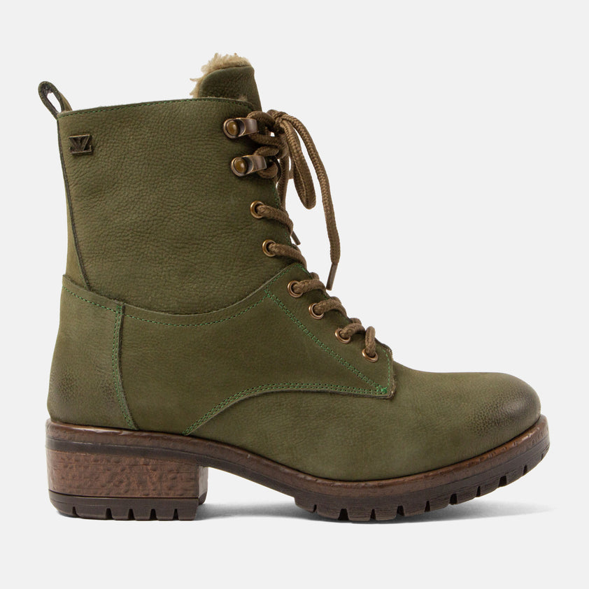 Kia Women's Leather Lace-up Boots Green
