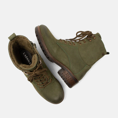 Kia Women's Leather Lace-up Boots Green