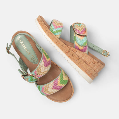 Carla Women's Sandals Raffia Gold