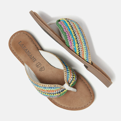 Aila Women's Crochet Leather Slippers White