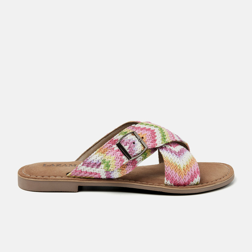 Mia Women's Raffia Slippers Pink