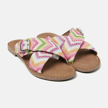 Mia Women's Raffia Slippers Pink