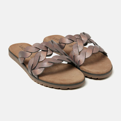 Eden Women's Leather Slippers Pewter