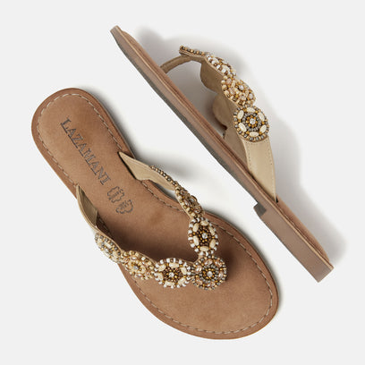 Soe Women's Leather Slippers Beige