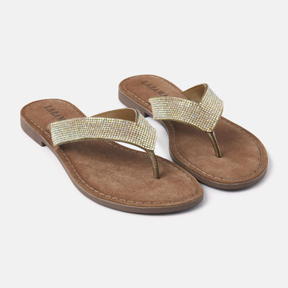 Ilja Women's Leather Slippers Gold
