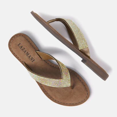 Ilja Women's Leather Slippers Gold