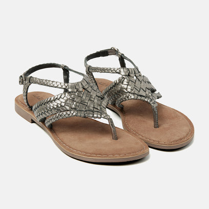 Valerie Women's Leather Sandals Pewter