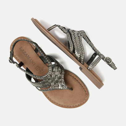 Valerie Women's Leather Sandals Pewter