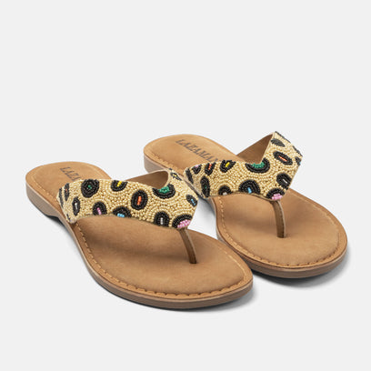 Ebba Women's Leather Slippers Beige
