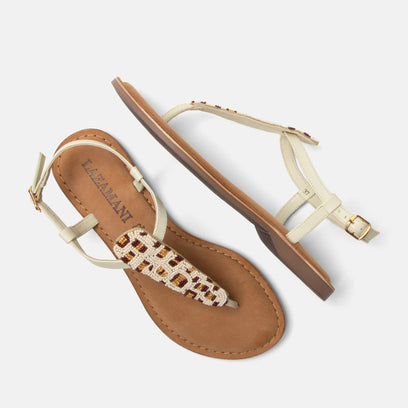 Suvi Women's Leather Sandals Offwhite