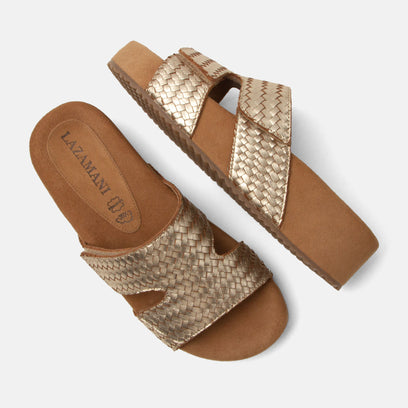Mille Women's Leather Slippers Gold