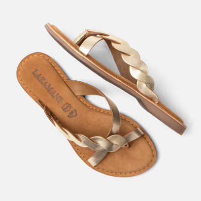 Avi Women's Leather Slippers Gold