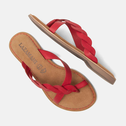 Avi Women's Leather Slippers Red