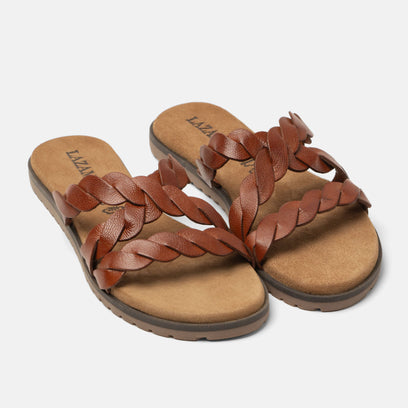 Edsi Women's Leather Slippers Tan