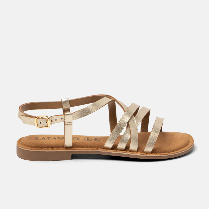 Zuza Women's Leather Sandals Gold