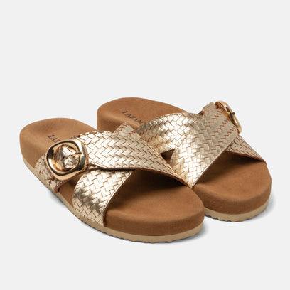 Kaja Women's Leather Slippers Gold