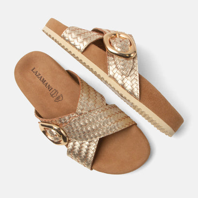 Kaja Women's Leather Slippers Gold