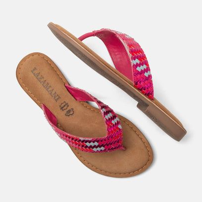 Tess Women's Leather Slippers Fuxia