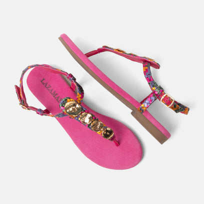 Lynn Women's Leather Sandals Fuxia