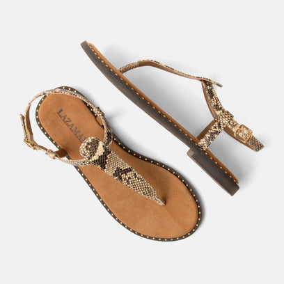 Ayla Women's Leather Sandals Beige