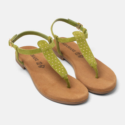 Minu Women's Suede Sandals Green