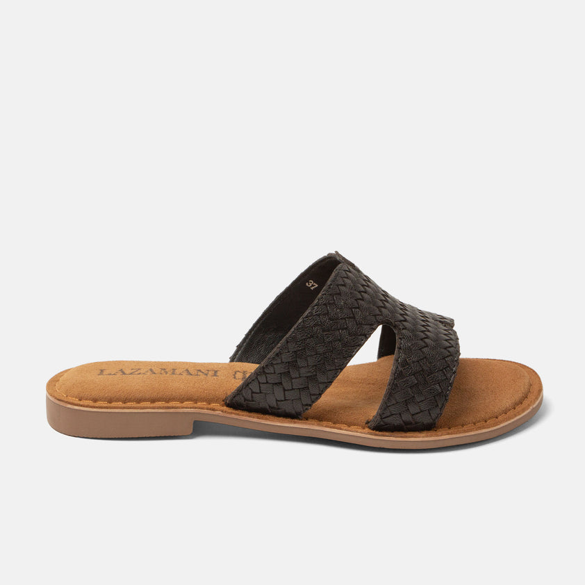 Puck Women's Leather Slippers Black