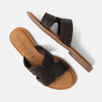 Puck Women's Leather Slippers Black